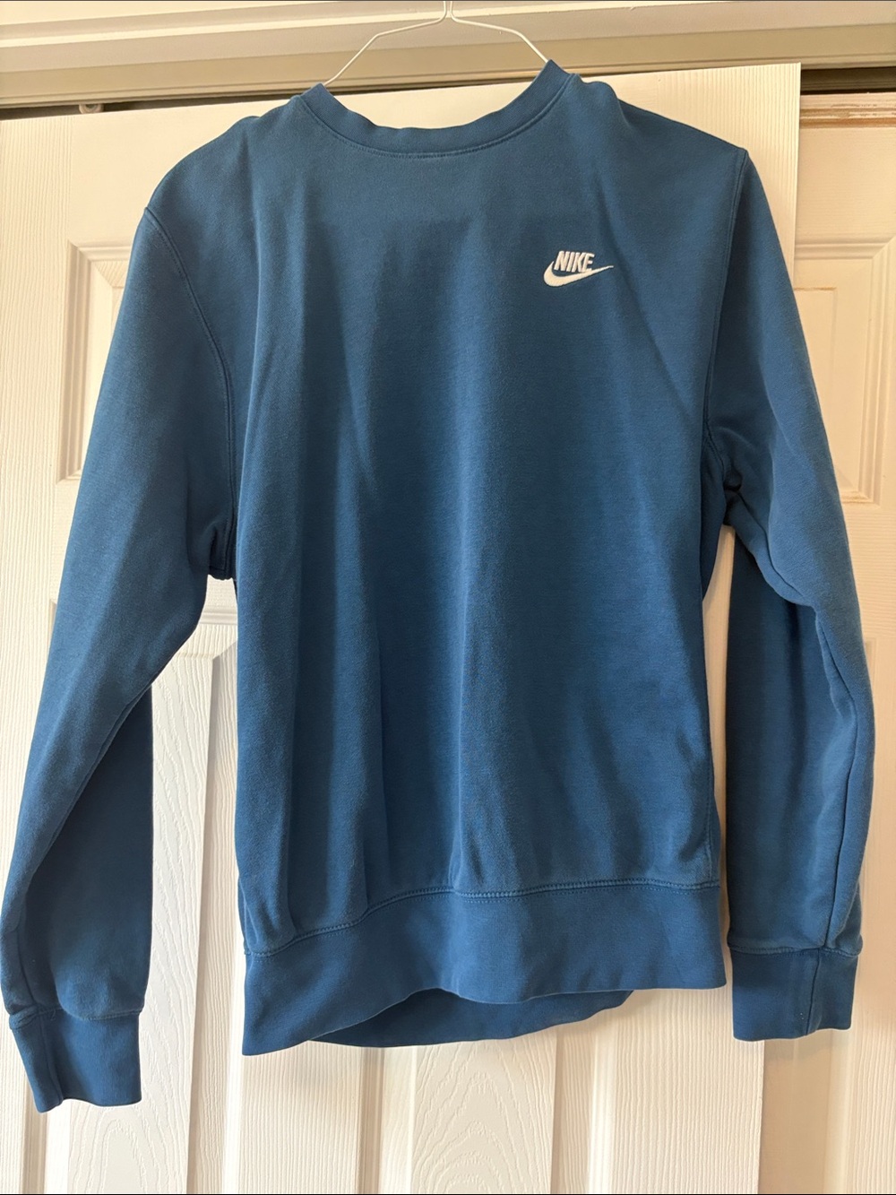 Nike Men's Crewneck Sweatshirt - Teal Blue with White Logo